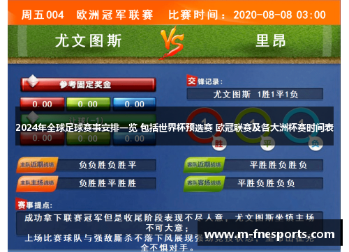 2024年全球足球赛事安排一览 包括世界杯预选赛 欧冠联赛及各大洲杯赛时间表